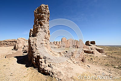 The largest ruins castles of ancient Khorezm Ã¢â‚¬â€œ Ayaz - Kala, Uzbekistan Stock Photo