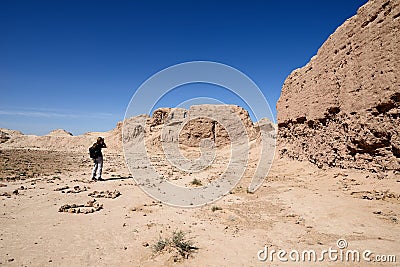 The largest ruins castles of ancient Khorezm Ã¢â‚¬â€œ Ayaz - Kala, Uzbekistan Stock Photo