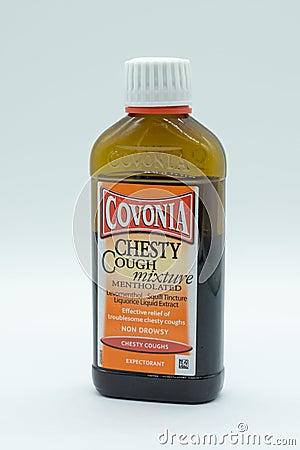 Covonia Chest Cough Mixture in a recyclable bottle Editorial Stock Photo