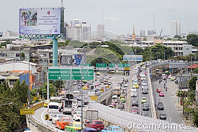 Larn Luang Road Road street view in thailand. Editorial Stock Photo