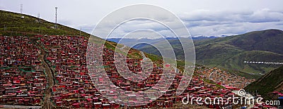 Larong Buddhist Academy,Red house Stock Photo