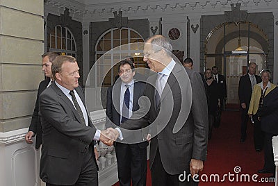 lars Lokke Rasmussen & Sergey Lavrov(L) Editorial Stock Photo