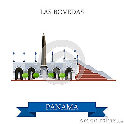 Las Bovedas in Panama vector flat attraction landmarks Vector Illustration