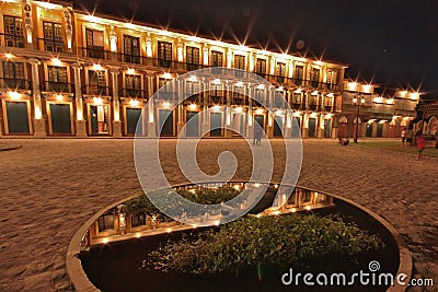 Las Casas Filipinas de Acuzar - Plaza Belmonta Stock Photo