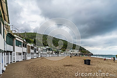 Las casetas del Garraf in Sitges, Barcelona, Catalonia. Editorial Stock Photo