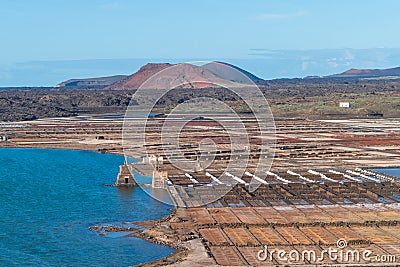 Las Salinas de Janubio, in Lanzarote, Canary Islands, Spain Stock Photo