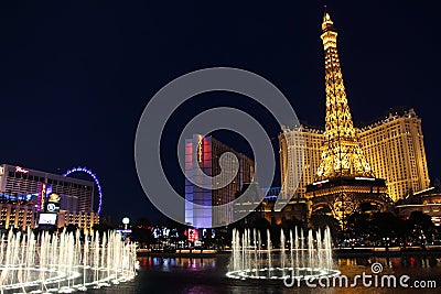 Las Vegas Bellagio Hotel by Night Editorial Stock Photo