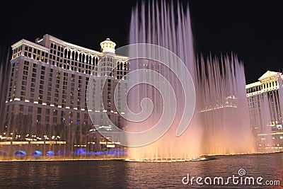 Las Vegas Bellagio Hotel by Night Editorial Stock Photo