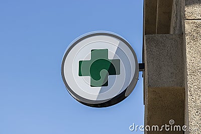 Las Vegas - Circa July 2017: Green Cross sign. The green cross is a common symbol used in the marijuana community I Stock Photo