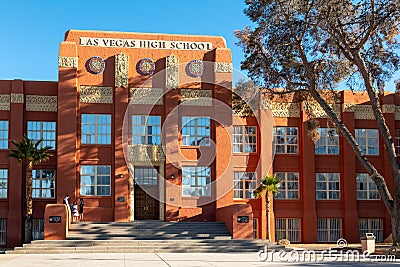 Beautifully restored Las Vegas High School in downtown Las Vegas, Nevada close to the Fremont entertainment district. Editorial Stock Photo