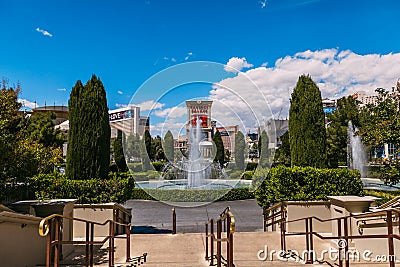 LAS VEGAS - MAY 08 : View of the strip around fountain Hotel Caesars palace on MAY 08, 2019 in Las Vegas. The Las Vegas Main Strip Editorial Stock Photo