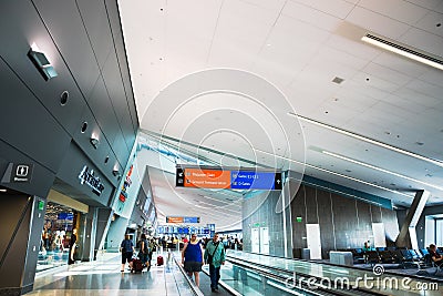 Las Vegas McCarran airport moving walkway side view Editorial Stock Photo