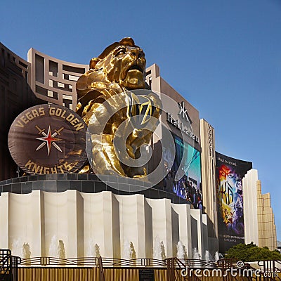 Las Vegas, MGM Hotel Casino, Golden Lion Editorial Stock Photo