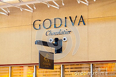 LAS VEGAS, NEVADA - August 22nd, 2016: Godiva Chocolate Logo On Editorial Stock Photo