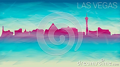 Las Vegas Nevada City USA Skyline Vector Silhouette. Broken Glass Abstract Geometric Dynamic Textured. Banner Background. Colorful Vector Illustration