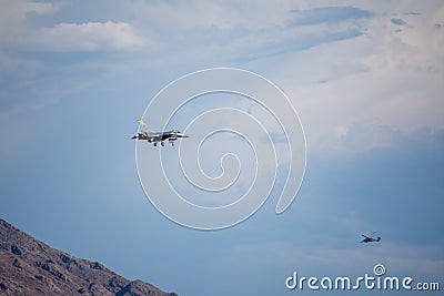 Air Force fighters from different national bases practicing landing and formation flying Editorial Stock Photo