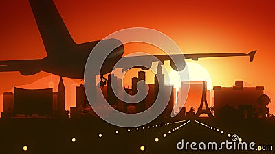 Las Vegas Nevada USA America Skyline Sunrise Landing Stock Photo
