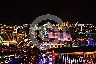 LAS VEGAS, NEVADA, USA - APRIL 22, 2015: Aerial view of Strip, stretch of 4.2 miles at Las Vegas Boulevard Editorial Stock Photo