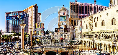 Resorts and Casinos along the busy Las Vegas Boulevard, also called The Strip, in Las Vegas, Nevada Editorial Stock Photo