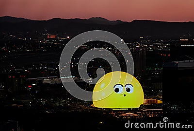 Las Vegas, Nevada, USA - November 7, 2023: The MSG Sphere illuminated at night Editorial Stock Photo
