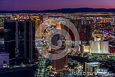 Las Vegas, Nevada, USA - Sunset over the city skyline Editorial Stock Photo