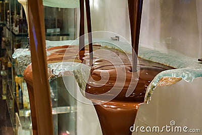 Close-up Chocolate Fountain at Luxury Bellagio Casino and Resort in Las Vegas Editorial Stock Photo