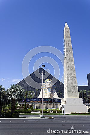 Las Vegas, NV, USA, August, 30, 2017: Luxor Casino and Hotel architecture facade features many of the Egypt icons in Las Vegas Editorial Stock Photo