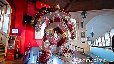 Hulk Buster Iron Man costume at The Madame Tussauds museum Editorial Stock Photo