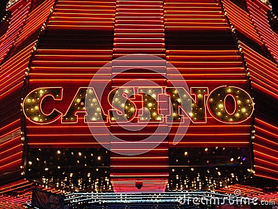 Las Vegas Red Neon Casino Sign Editorial Stock Photo