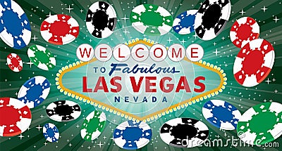 Vegas green chips wide Vector Illustration