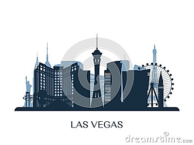 Las Vegas skyline, monochrome silhouette. Vector Illustration