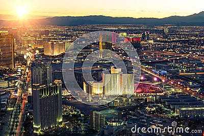 Las Vegas skyline at sunset Editorial Stock Photo