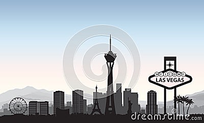Las Vegas skyline. Travel american city landmark background. Urb Stock Photo