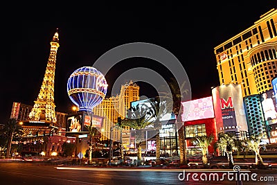 Las Vegas Strip at Night Editorial Stock Photo