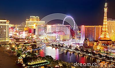Las Vegas Strip in night lights Editorial Stock Photo