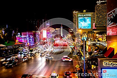Las Vegas Strip at Night Editorial Stock Photo