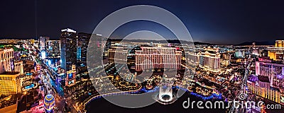 Las Vegas Strip at night. Editorial Stock Photo