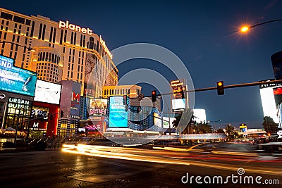 Las Vegas Strip night scene Editorial Stock Photo