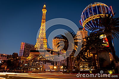 Las Vegas Strip night scene Editorial Stock Photo