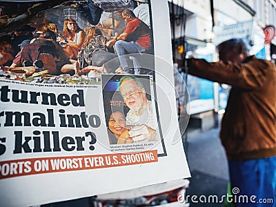2017 Las Vegas Strip shooting newspaper Photo of killer Stephen Editorial Stock Photo