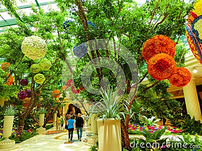 Las Vegas, United States of America - May 06, 2016: Flowers installation at the Wynn Hotel and casino Editorial Stock Photo