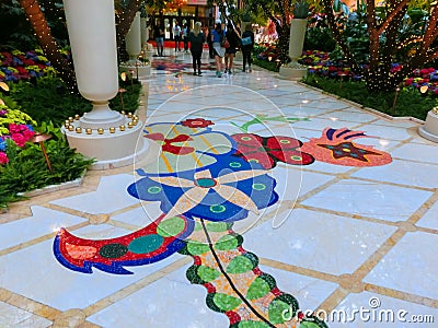 Las Vegas, United States of America - May 06, 2016: Flowers installation at the Wynn Hotel and casino Editorial Stock Photo