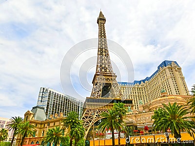 Las Vegas, United States of America - May 05, 2016: Replica Eiffel Tower in with clear blue sky Editorial Stock Photo