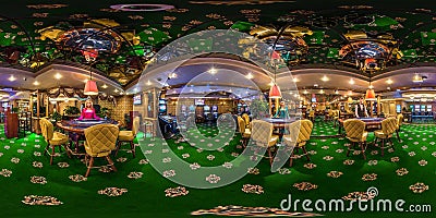 LAS VEGAS, USA - APRIL, 2017: full seamless hdri panorama 360 degrees angle view in interior elite luxury vip casino in green Editorial Stock Photo