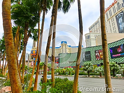 Las Vegas, USA - May 05, 2016: Above ground view of Strip hotel resorts and casinos Editorial Stock Photo