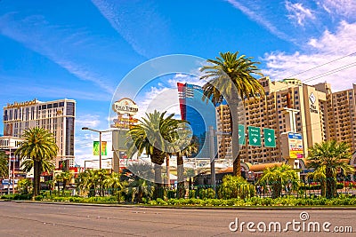 Las Vegas, USA - May 04, 2016: Above ground view of Strip hotel resorts and casinos Editorial Stock Photo