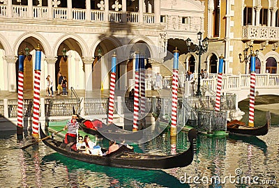 Las Vegas, Venetian Gondolas, Tourist Attractions Editorial Stock Photo