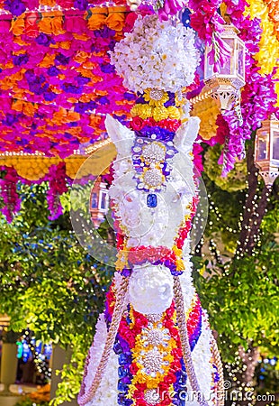 Las Vegas Wynn hotel flowers installation Editorial Stock Photo