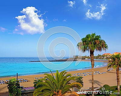 Las vistas beach Arona in costa Adeje Tenerife Stock Photo