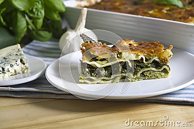 Lasagna with spinach Stock Photo